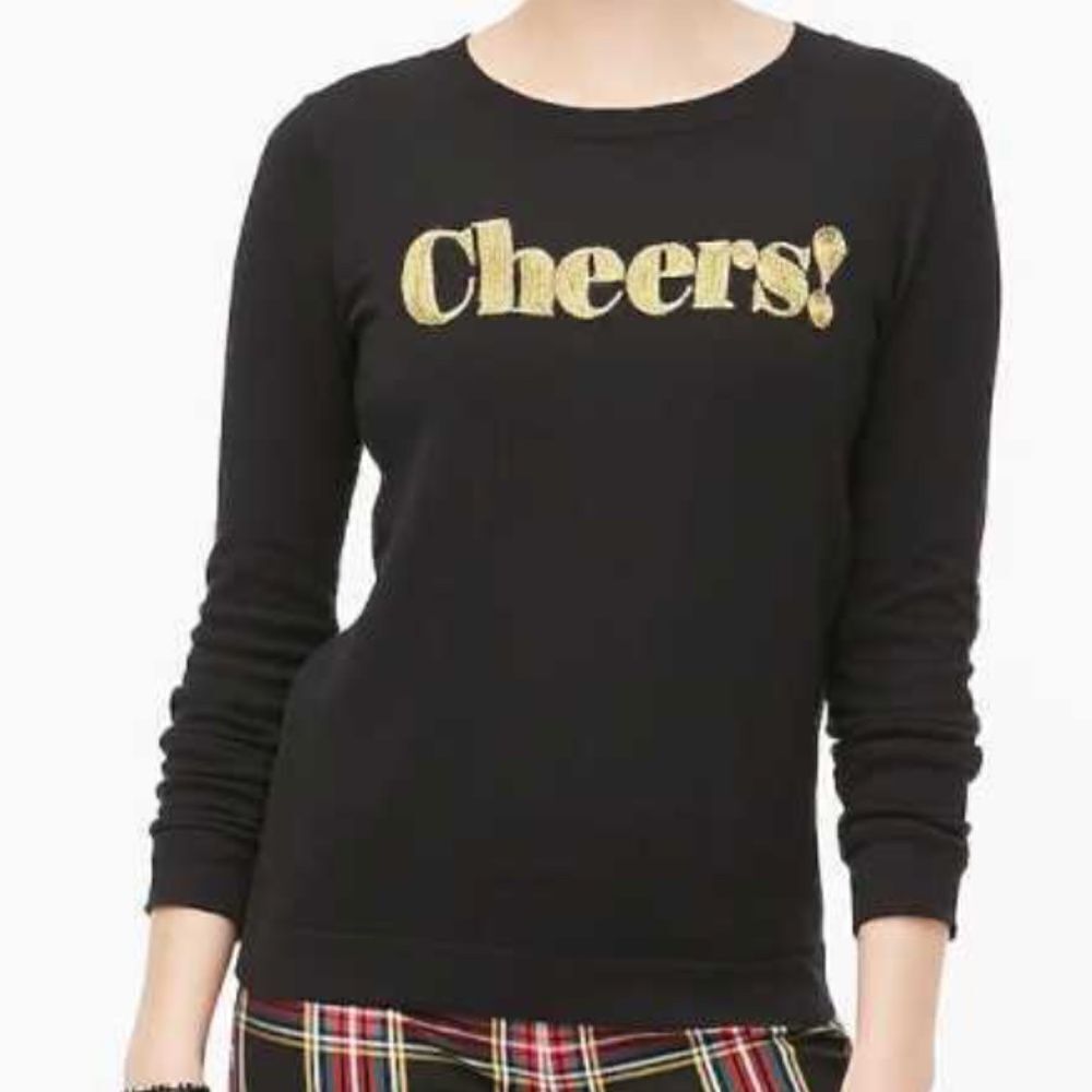 J. Crew Cheers Embroidered Teddie Sweater Black Sz XXS
